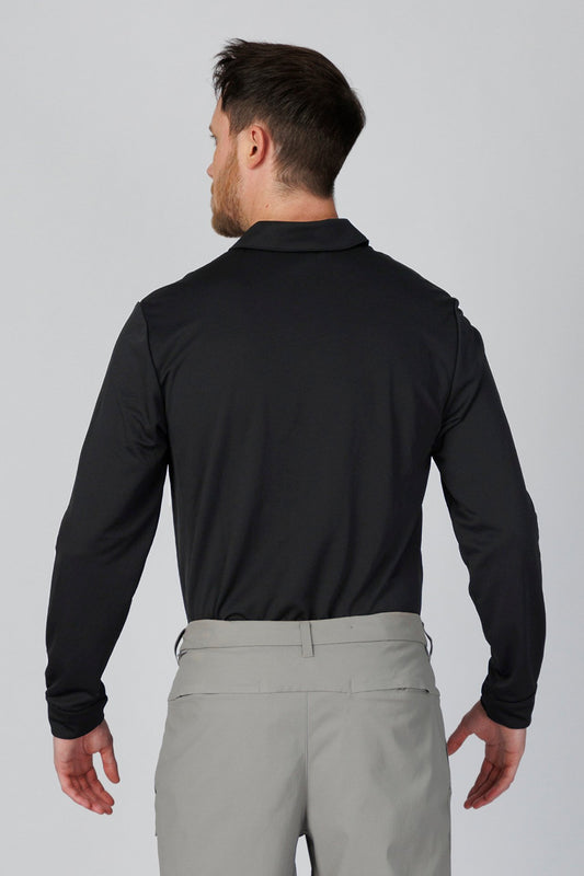 SPP0079 - Quick-Drying Performance Long Sleeve Golf Polo - Black
