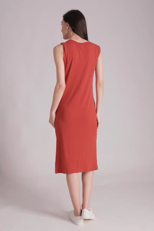 SPWQ0022 - Women's Essential Ultra Soft Stretch Side Split Dress - Red