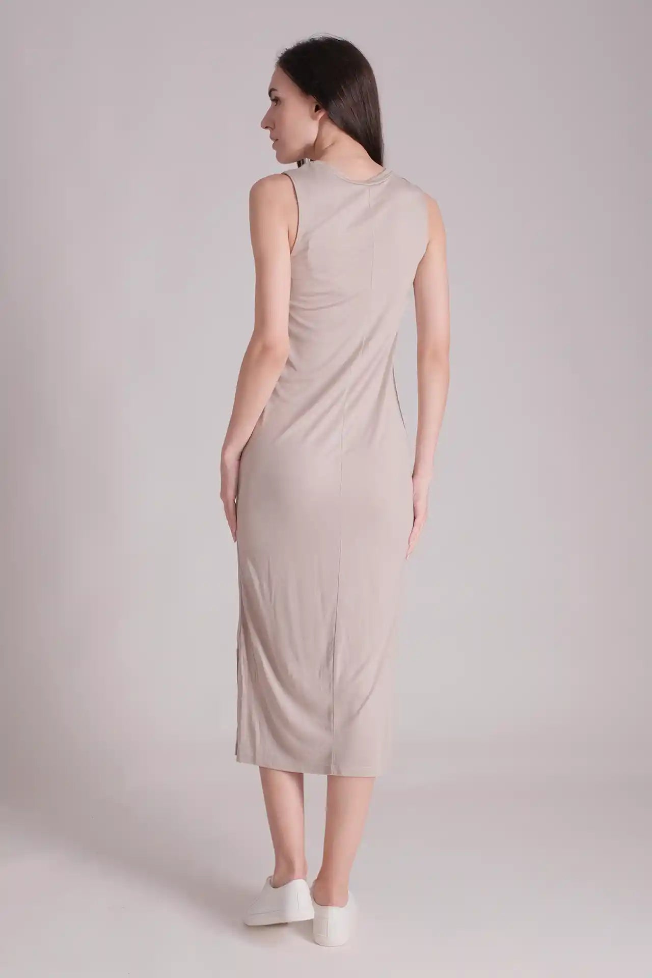 SPWQ0024 - Women's Essential Ultra Soft Stretch Vest Dress - Beige