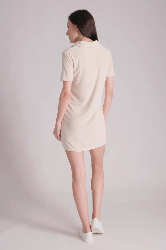 SPWQ0027 - Women's Essential Towelling Mini Dress - Cream