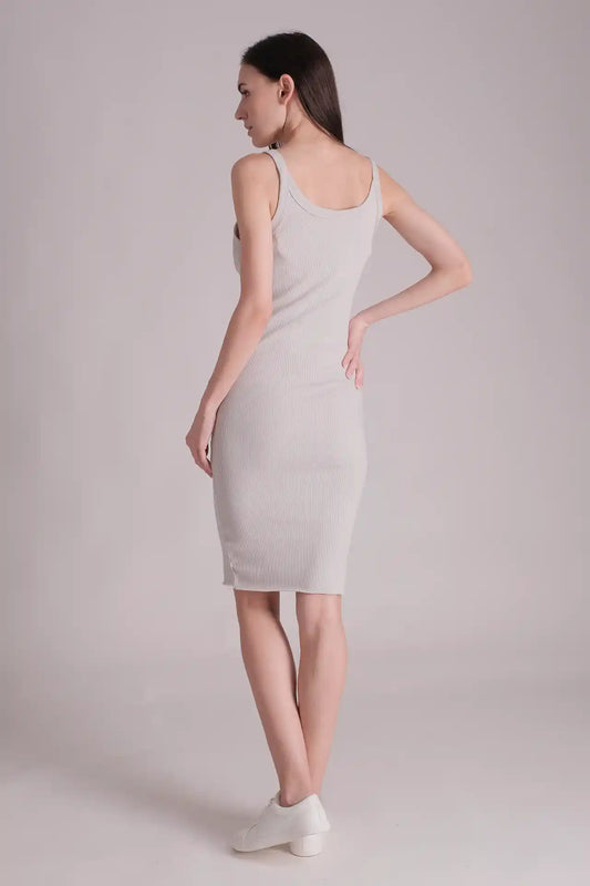 SPWQ0029 - Women's Essential Ribbed Knit Dress - Grey