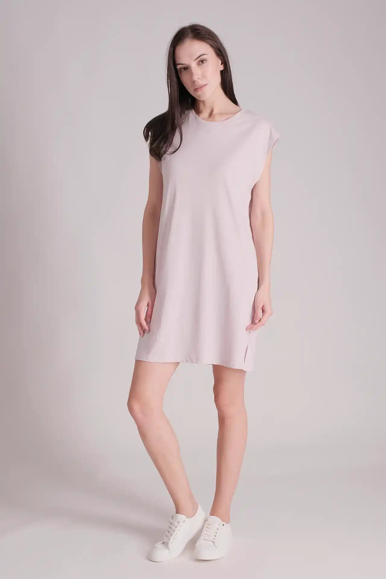 SPWQ0030 - Women's Essential Organic Cotton Sleeveless Dress - Light Pink