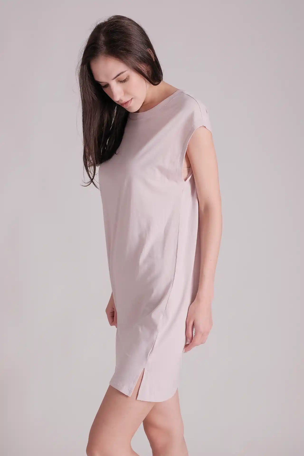 SPWQ0030 - Women's Essential Organic Cotton Sleeveless Dress - Light Pink