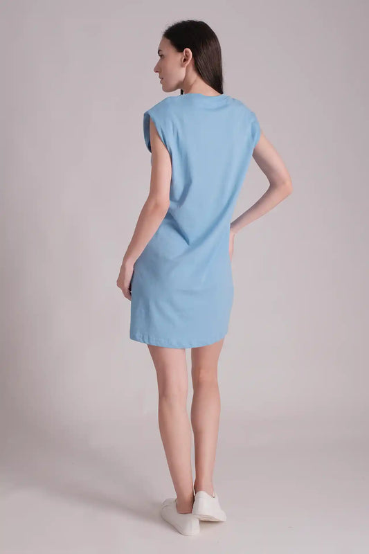 SPWQ0031 - Women's Essential Ultra Soft Organic Cotton Vest Dress - Blue