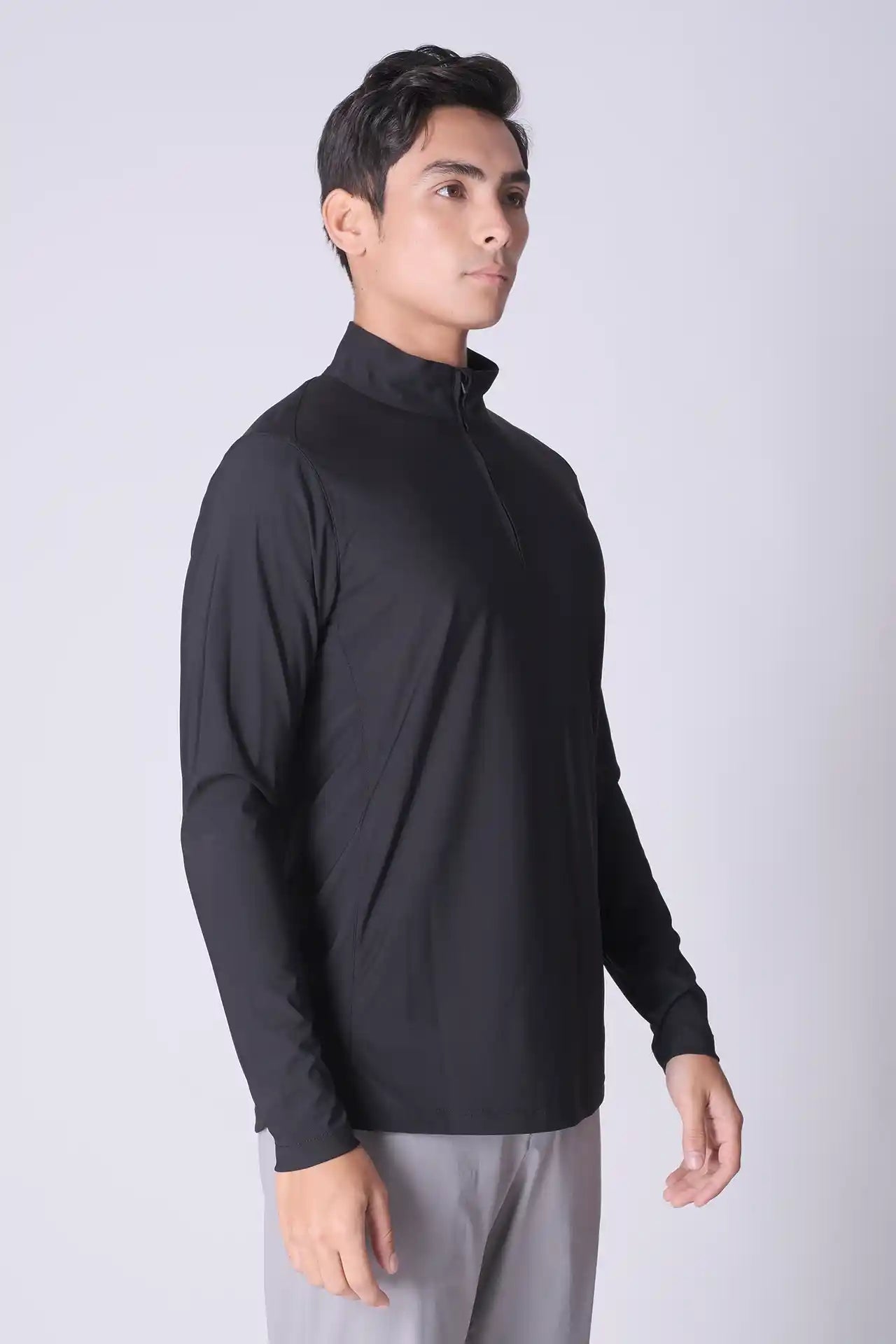 SPR0001 - Lightweight Stretch Pique Golf Half Zip - Black