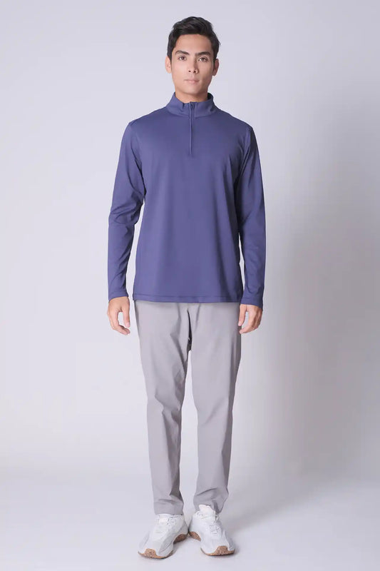 SPR0001 - Lightweight Stretch Interlock Golf Half Zip - Purple