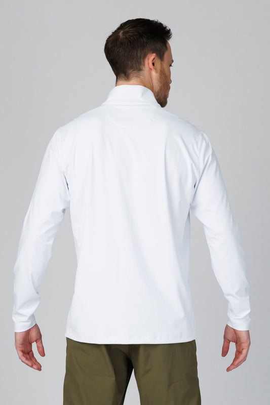 SPR0001 - Ultra 4-Way Stretch Interlock Golf Half Zip Pullover - White