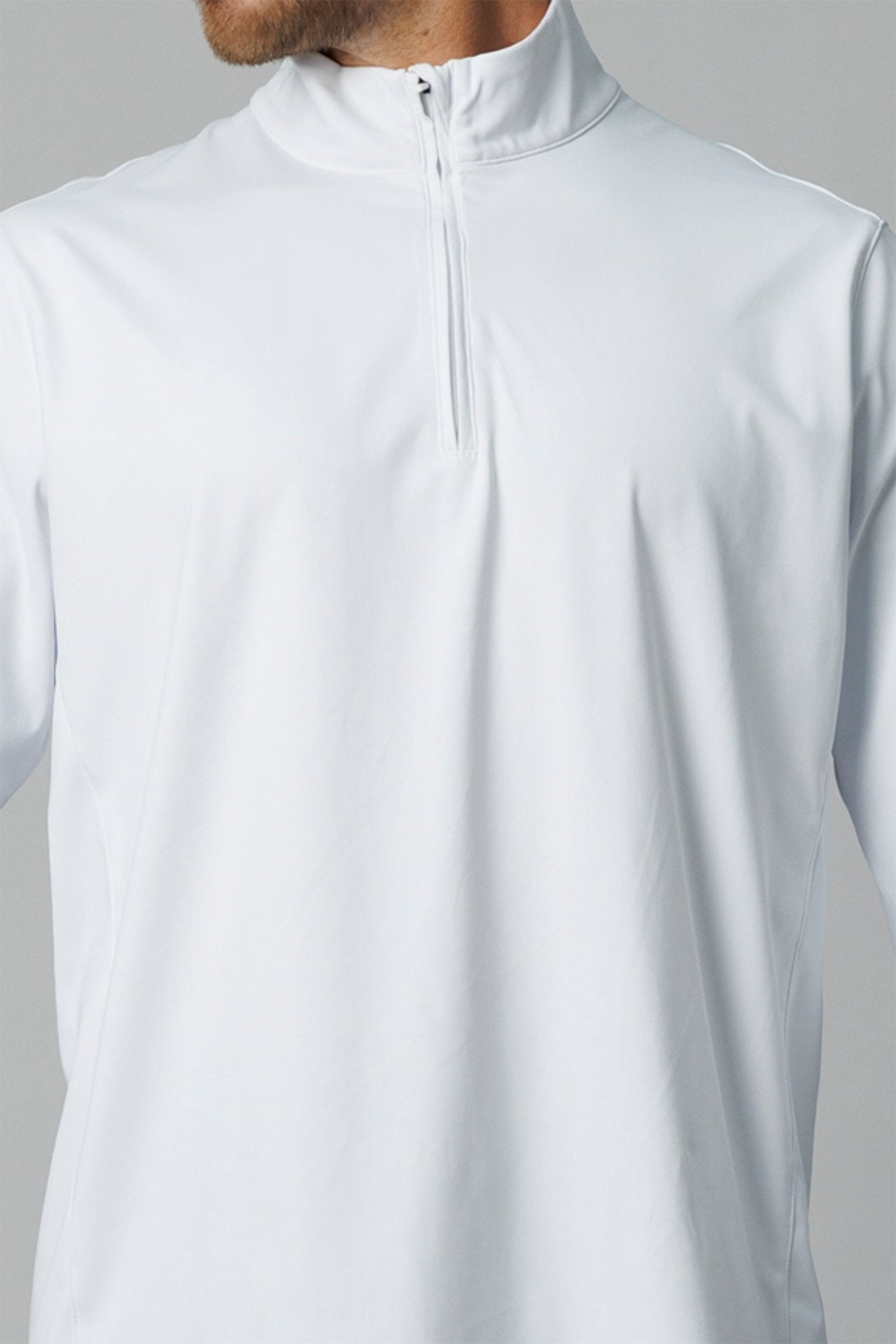 SPR0001 - Ultra 4-Way Stretch Interlock Golf Half Zip Pullover - White