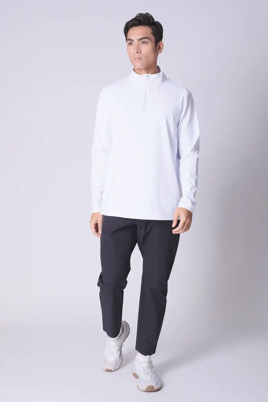 SPR0001 - Midweight Stretch Interlock Golf Half Zip - White