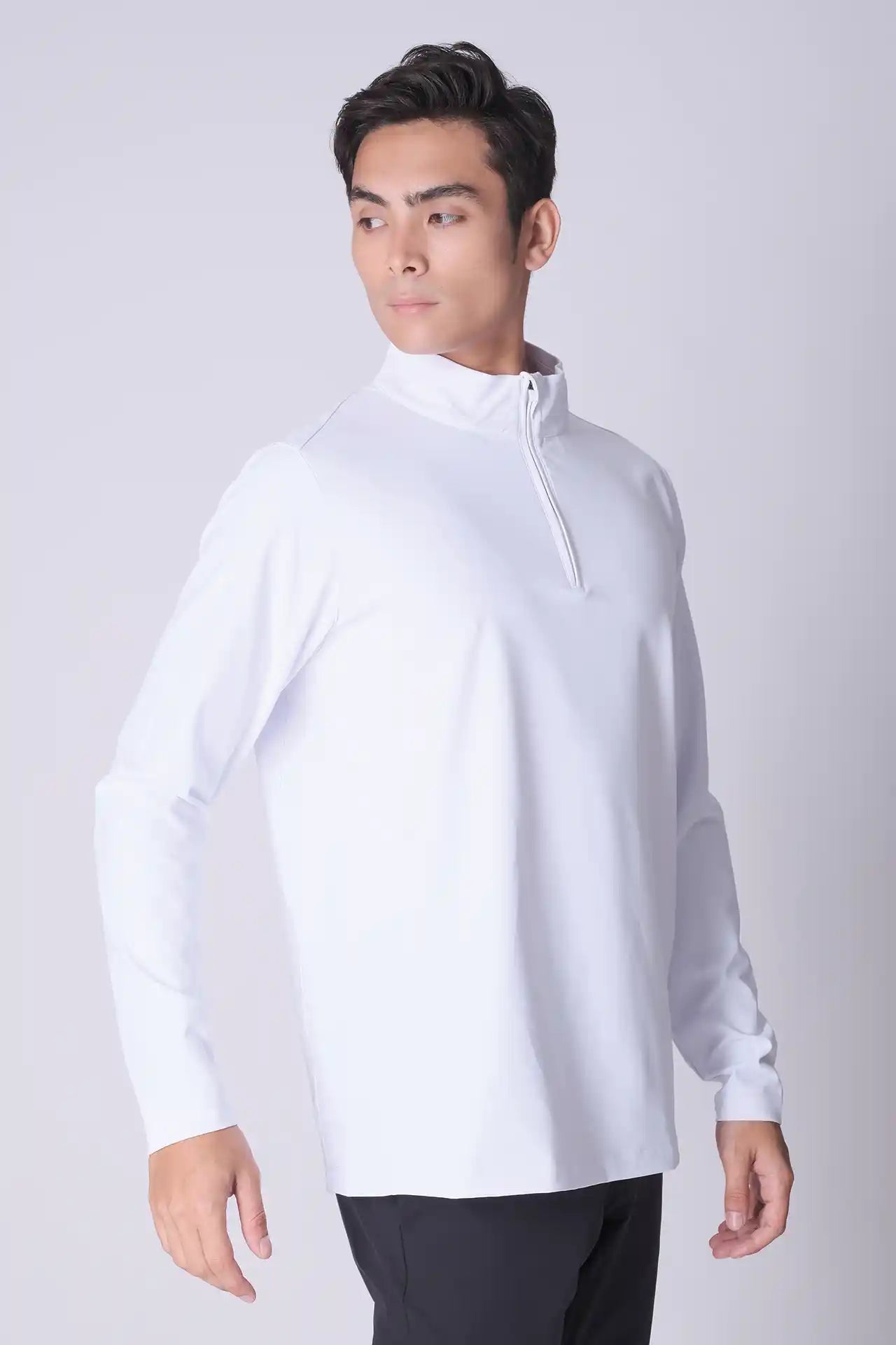 SPR0001 - Midweight Stretch Interlock Golf Half Zip - White