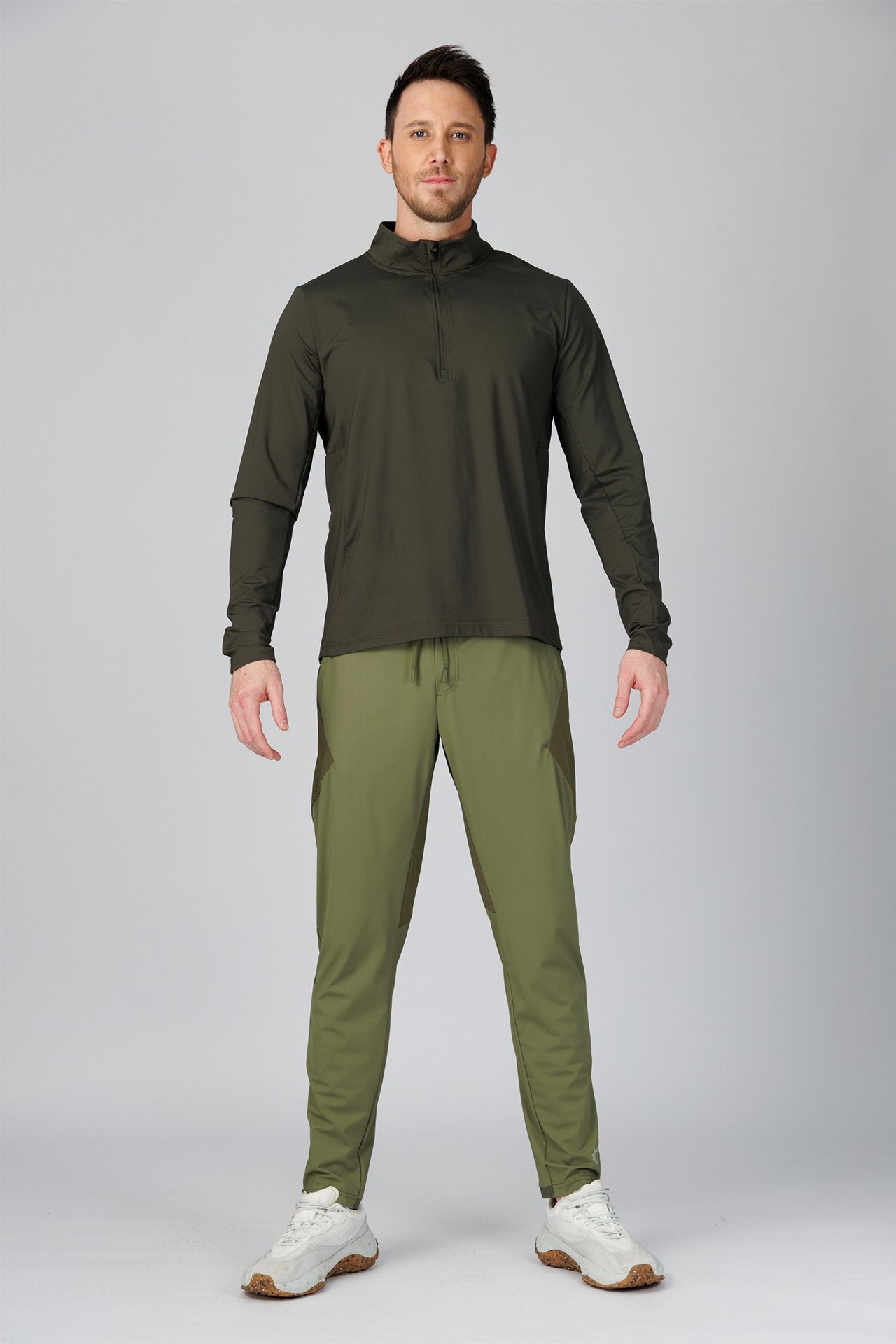 SPR0002 - Ultra 4-Way Stretch Nylon Performance Half Zip Pullover - Dark Army