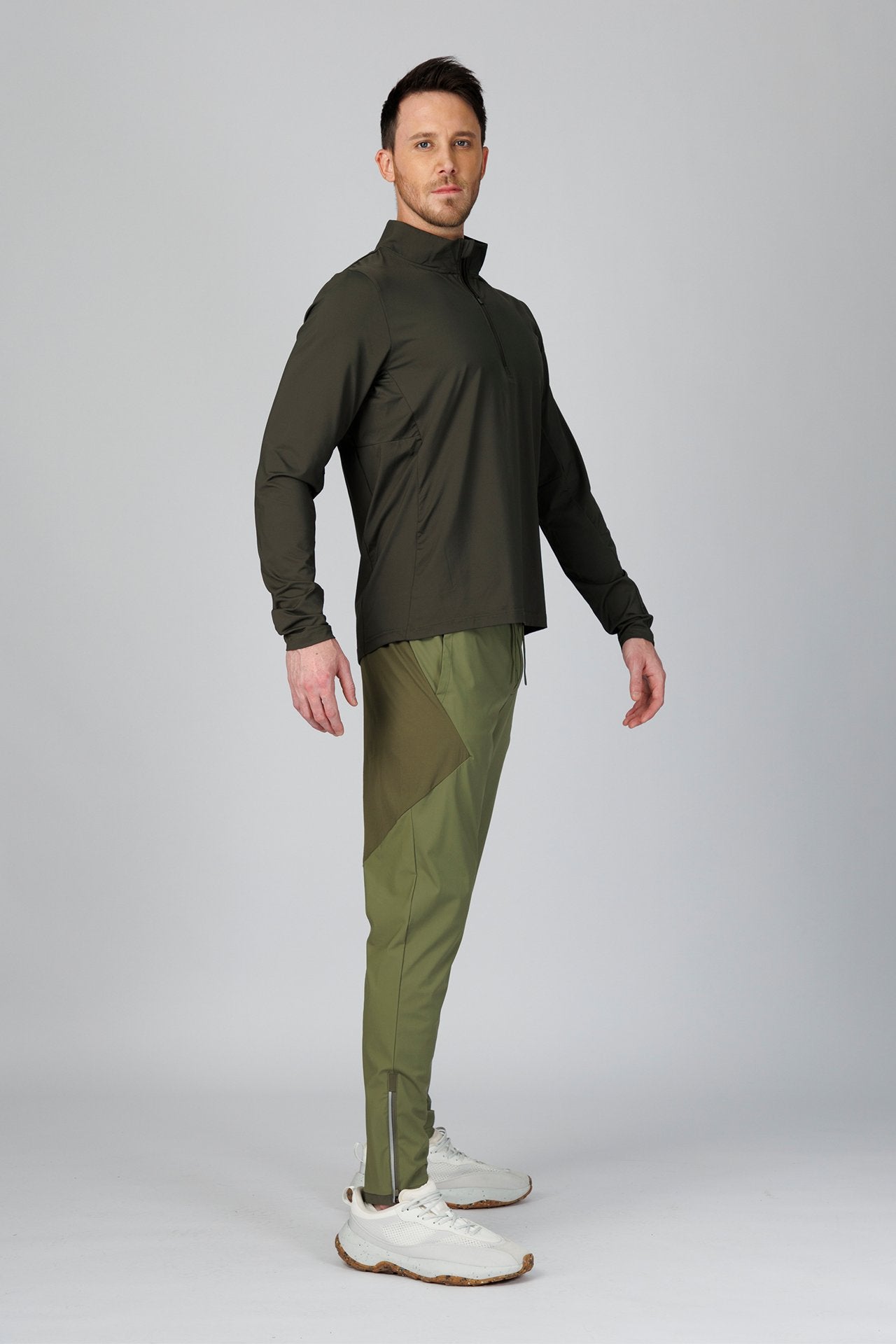 SPR0002 - Ultra 4-Way Stretch Nylon Performance Half Zip Pullover - Dark Army