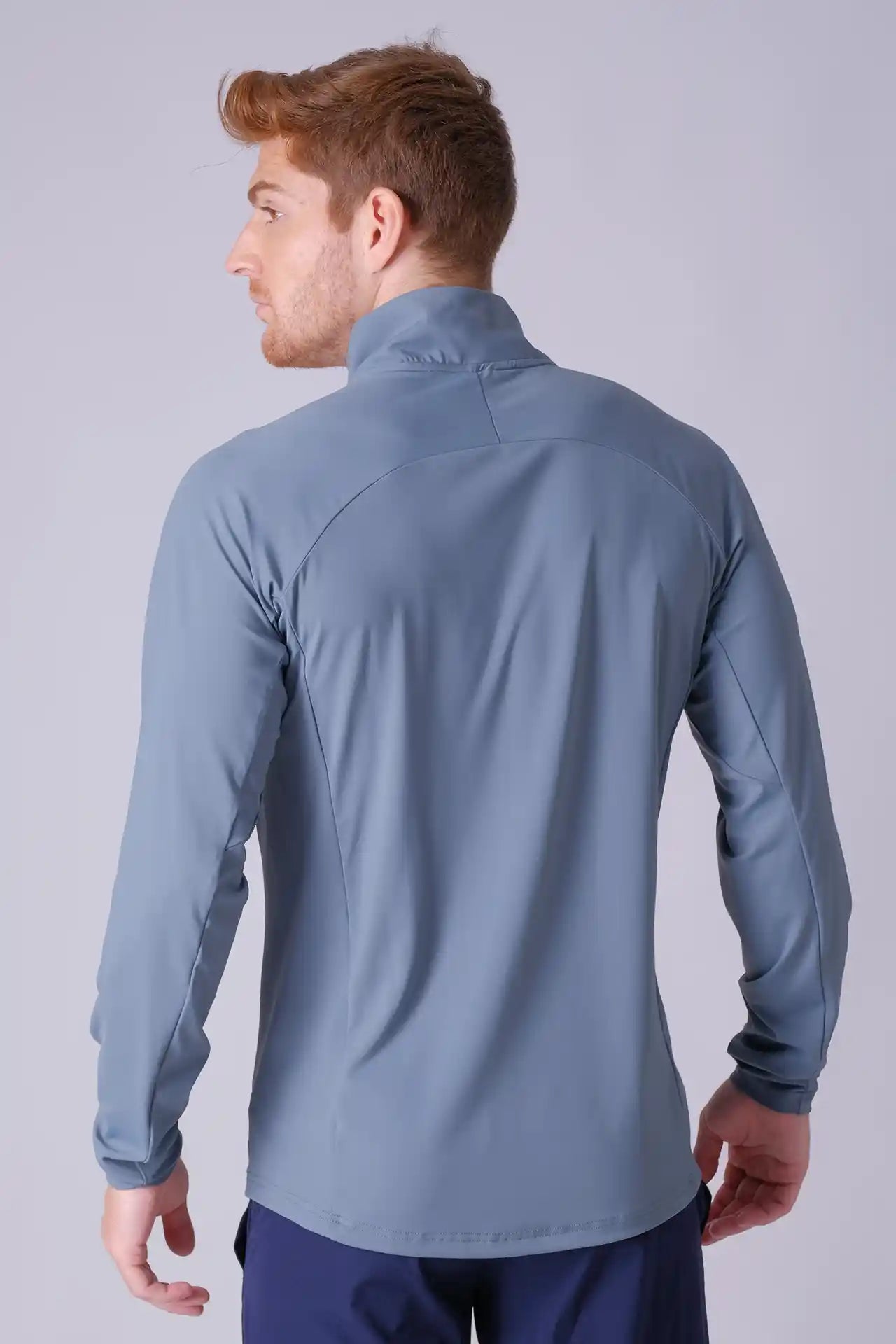 SPR0003 - Ultra 4-Way Stretch Nylon Performance Half Zip Pullover - Ash Cyan