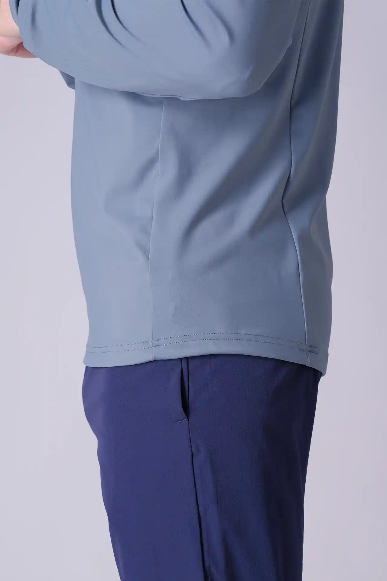 SPR0003 - Ultra 4-Way Stretch Nylon Performance Half Zip Pullover - Ash Cyan