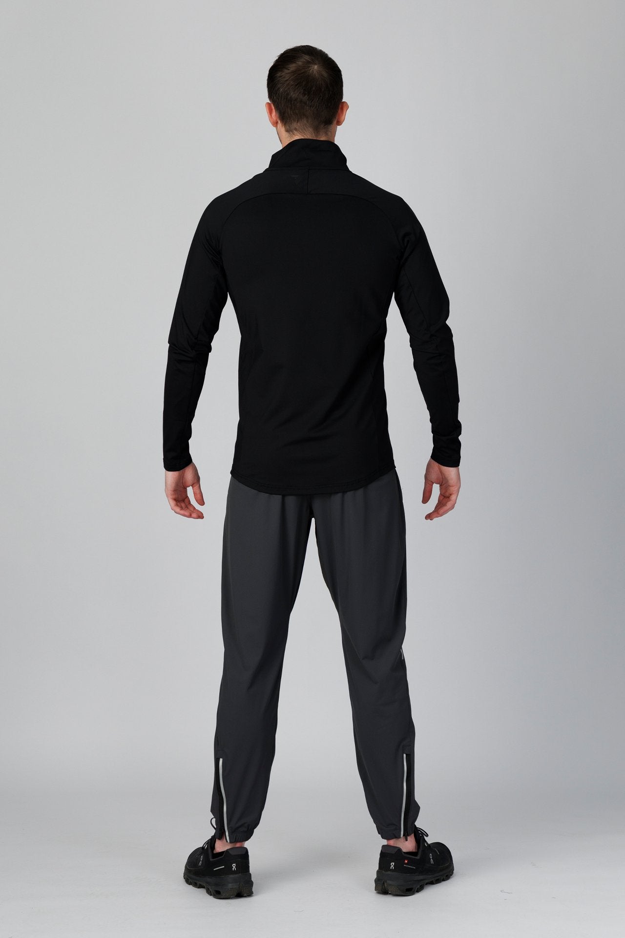 SPR0003 - Ultra 4-Way Stretch Nylon Performance Half Zip Pullover - Black