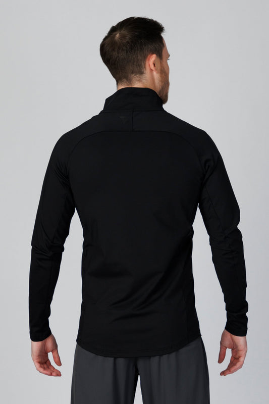 SPR0003 - Ultra 4-Way Stretch Nylon Performance Half Zip Pullover - Black