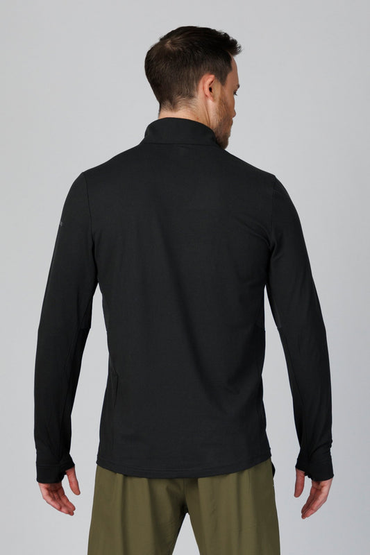 SPR0004 - Sweat Wicking Stretch Running Half Zip Pullover - Black