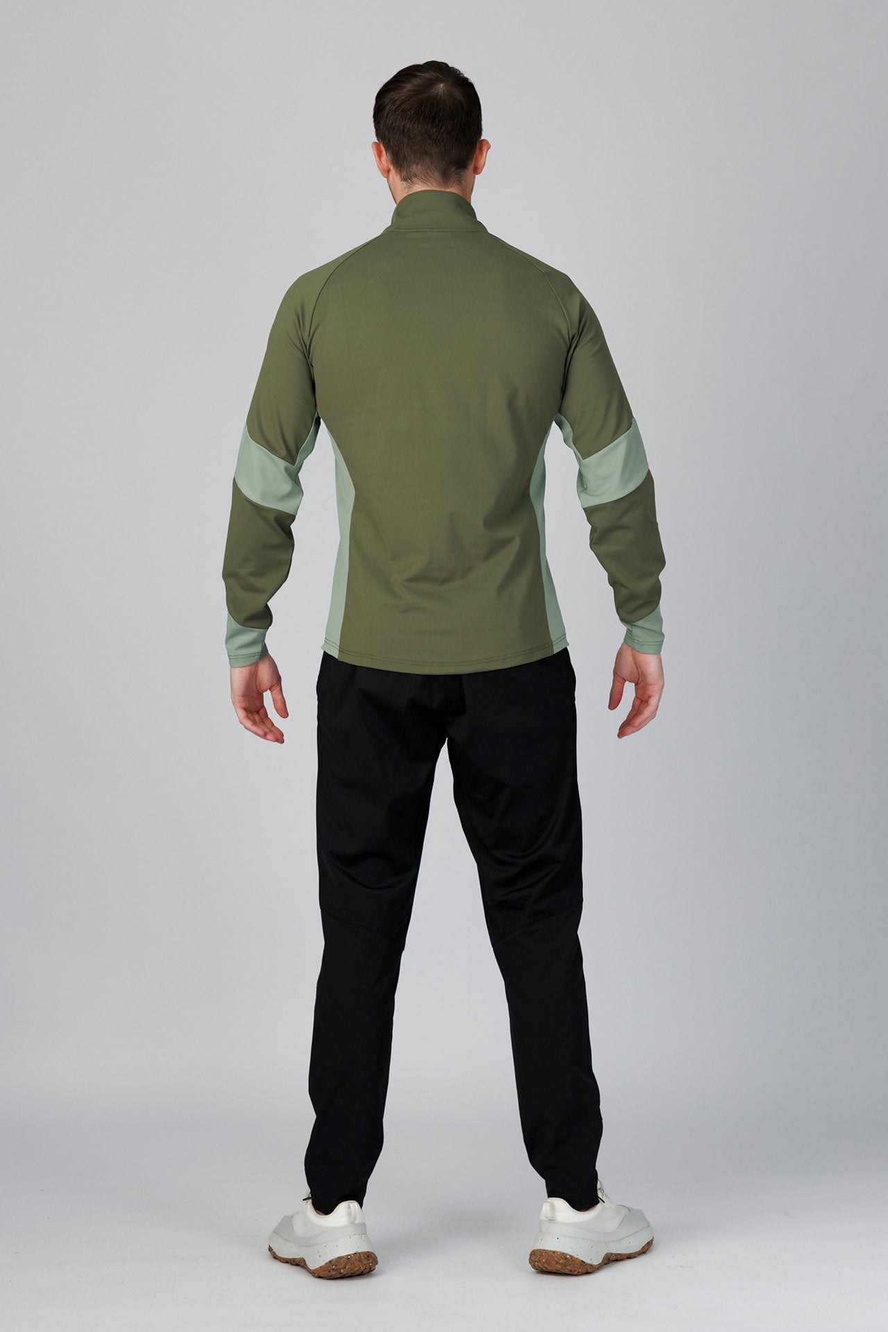 SPR0005 - Insulated 4-Way Stretch Interlock Color Blocking Golf Half Zip Pullover - Army
