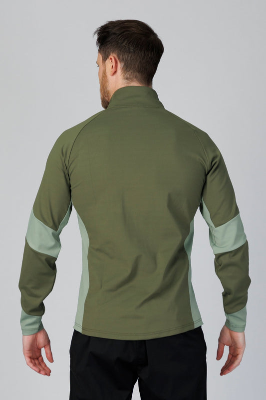 SPR0005 - Insulated 4-Way Stretch Interlock Color Blocking Golf Half Zip Pullover - Army