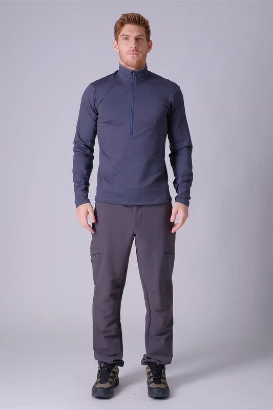 SPR0009 - Thermal Stretch Mock Neck Half Zip Hiking Top - Navy