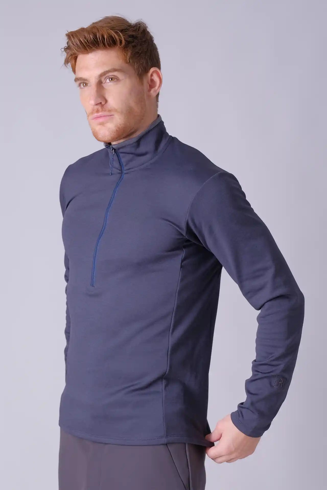SPR0009 - Thermal Stretch Mock Neck Half Zip Hiking Top - Navy