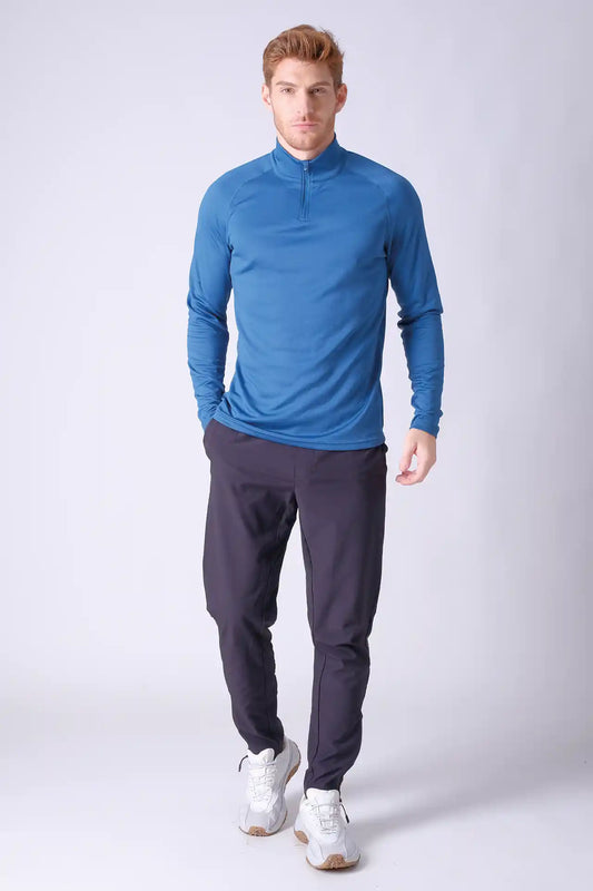 SPR0010 - Quick-Drying Performance Stretch Half Zip Running Top - Blue