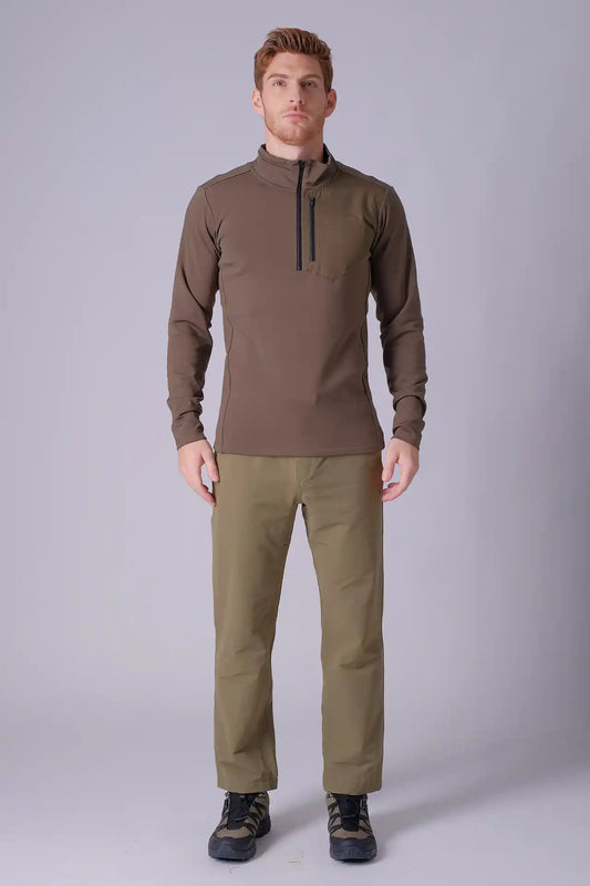 SPR0013 - Stretch Thermal Fleece Mock Neck Performance Half Zip Pullover - Army