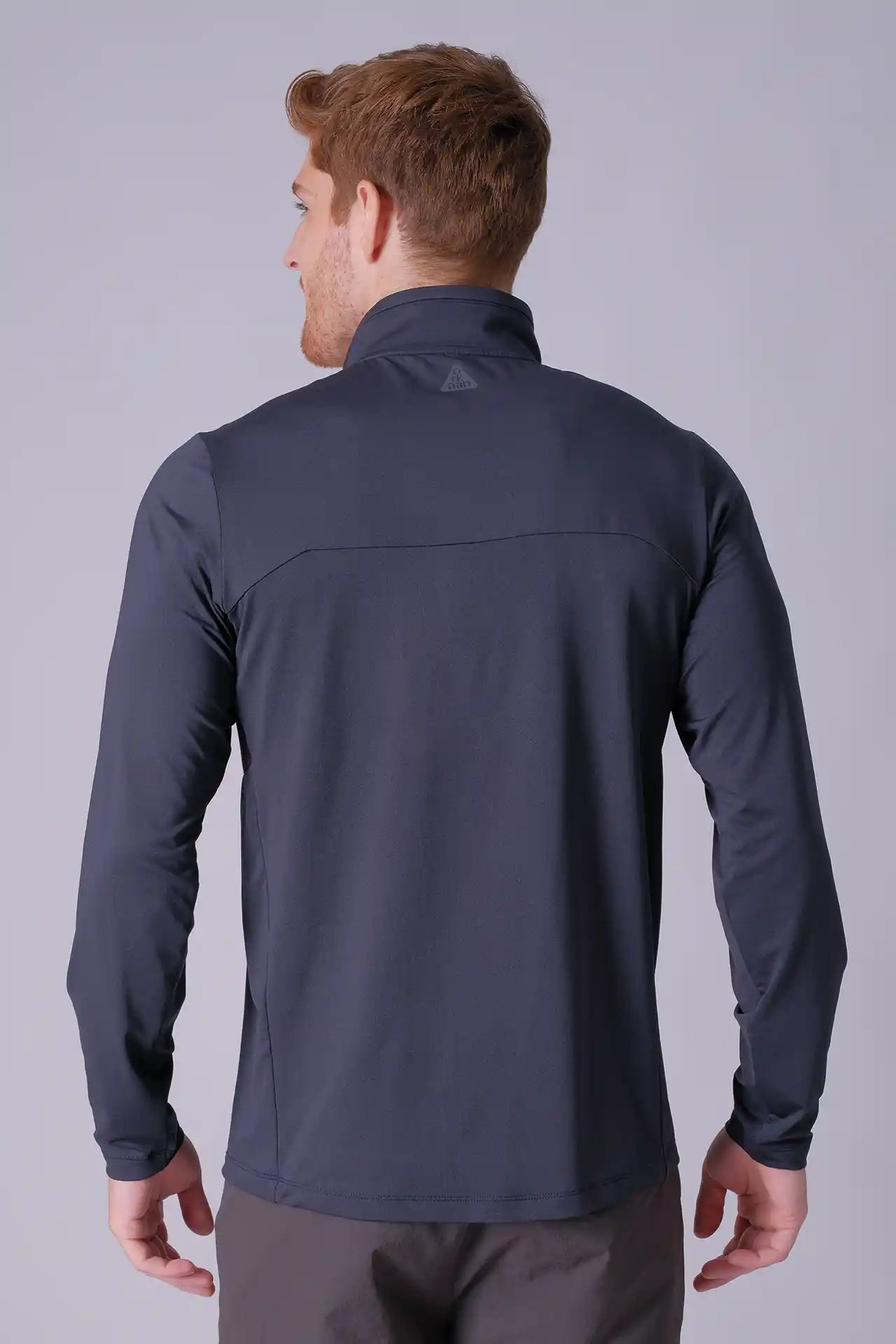 SPR0013 - Stretch Thermal Mock Neck Active Half Zip Pullover - Dark Grey