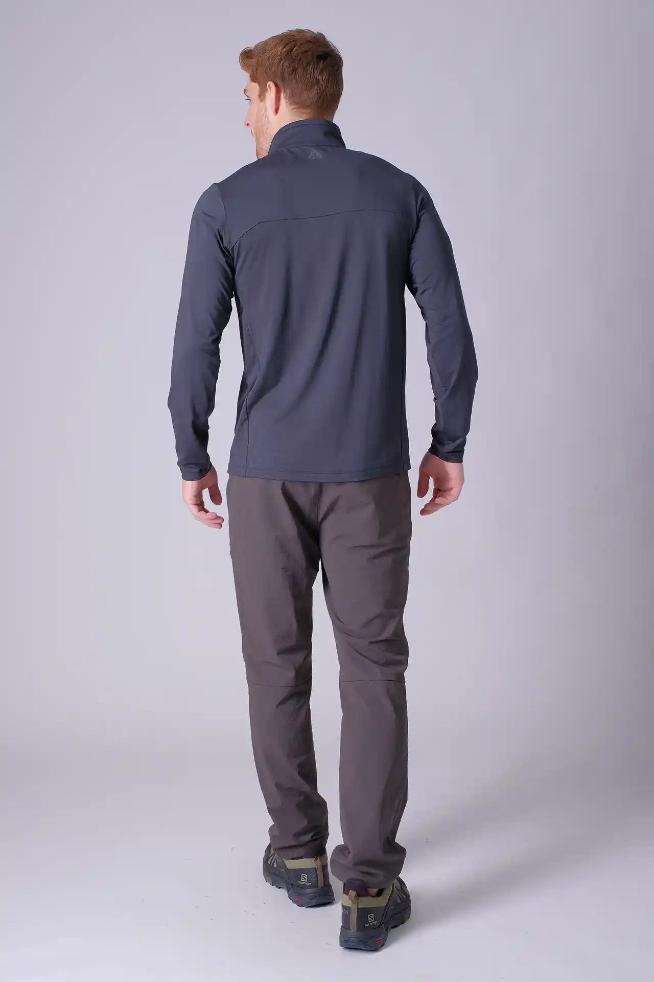 SPR0013 - Stretch Thermal Mock Neck Active Half Zip Pullover - Dark Grey