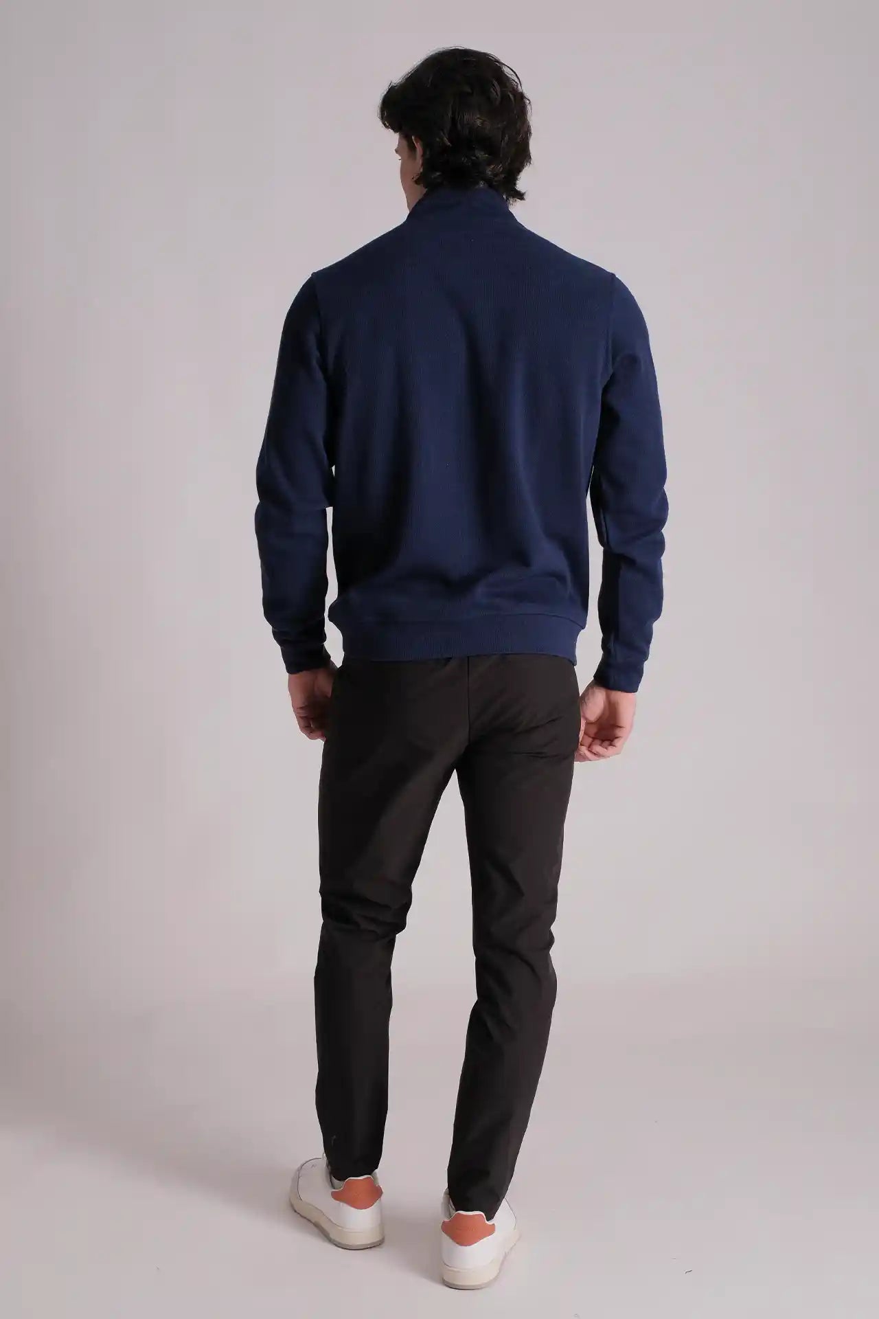 SPR0017 - Textured Half-zip Mock Neck Sweatshirt - Navy