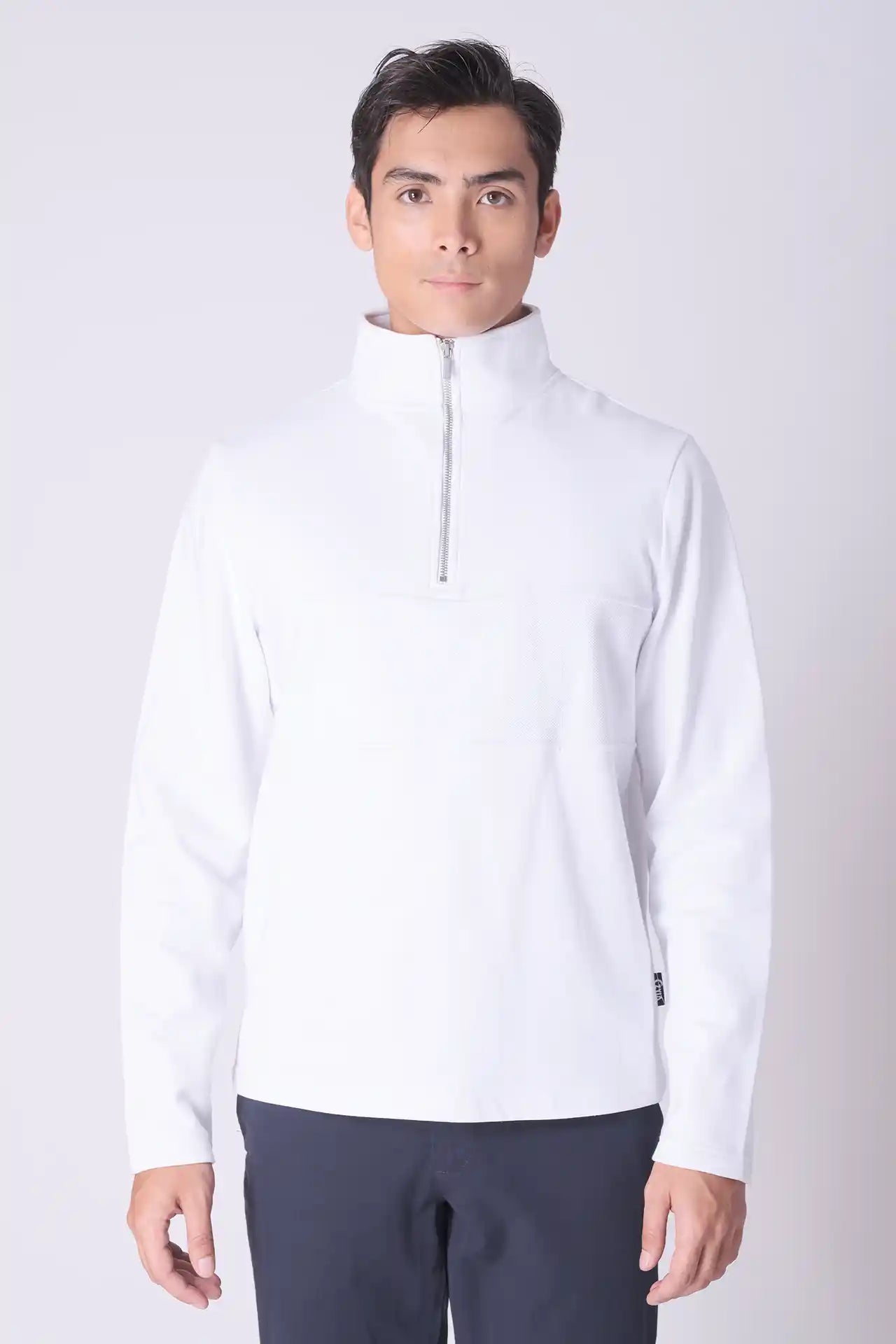 SPR0018 - Finest Cotton French Terry Half Zip Sweatshirt - White