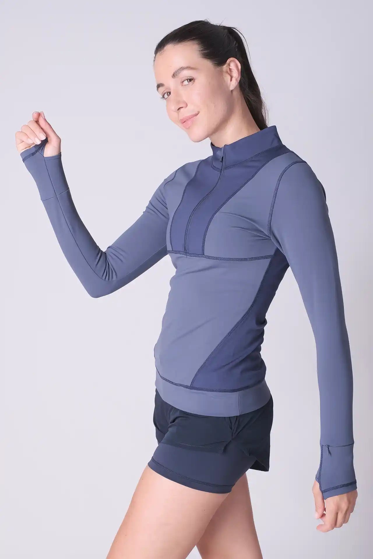 SPWM0229 - Women's Color Blocking Half Zip Running Top - Navy