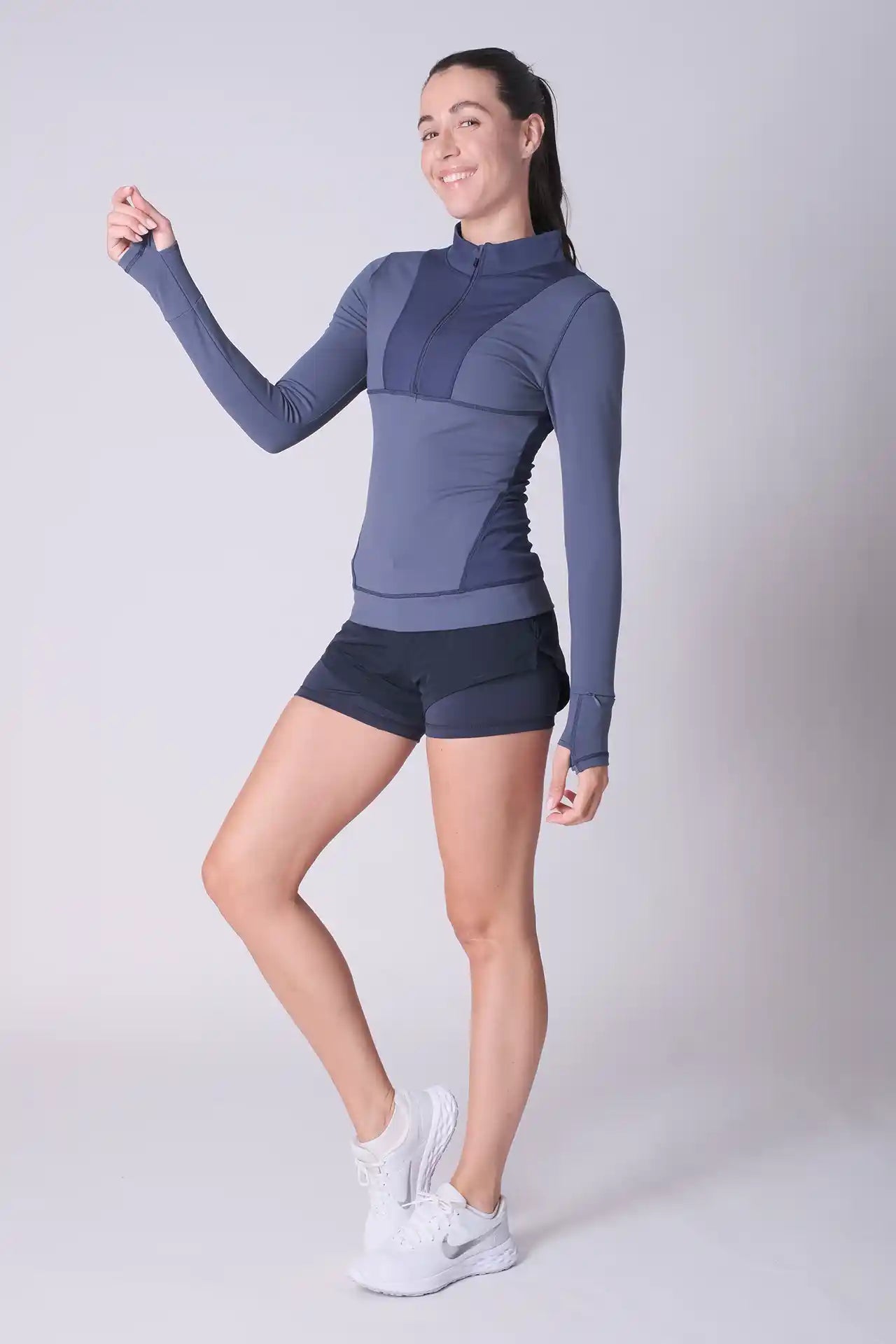 SPWM0229 - Women's Color Blocking Half Zip Running Top - Navy