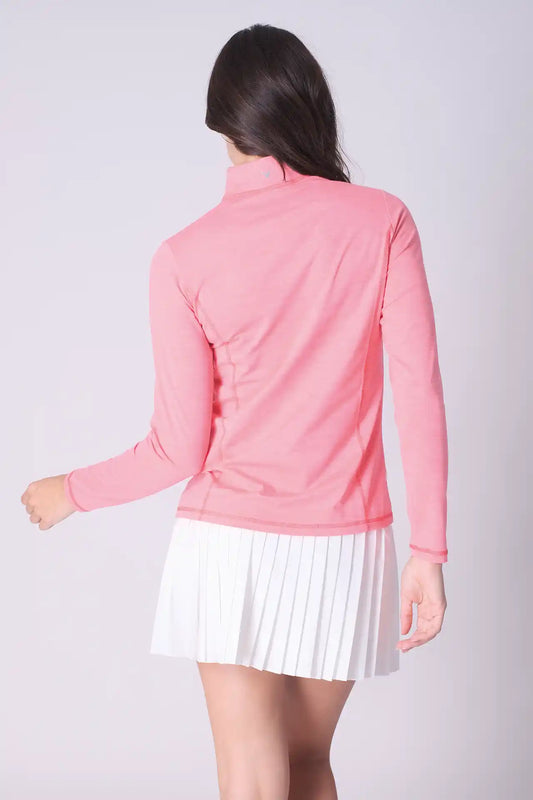 SPWR0029 - Women's Heather Jersey 1/4 Zip Pullover - Pink