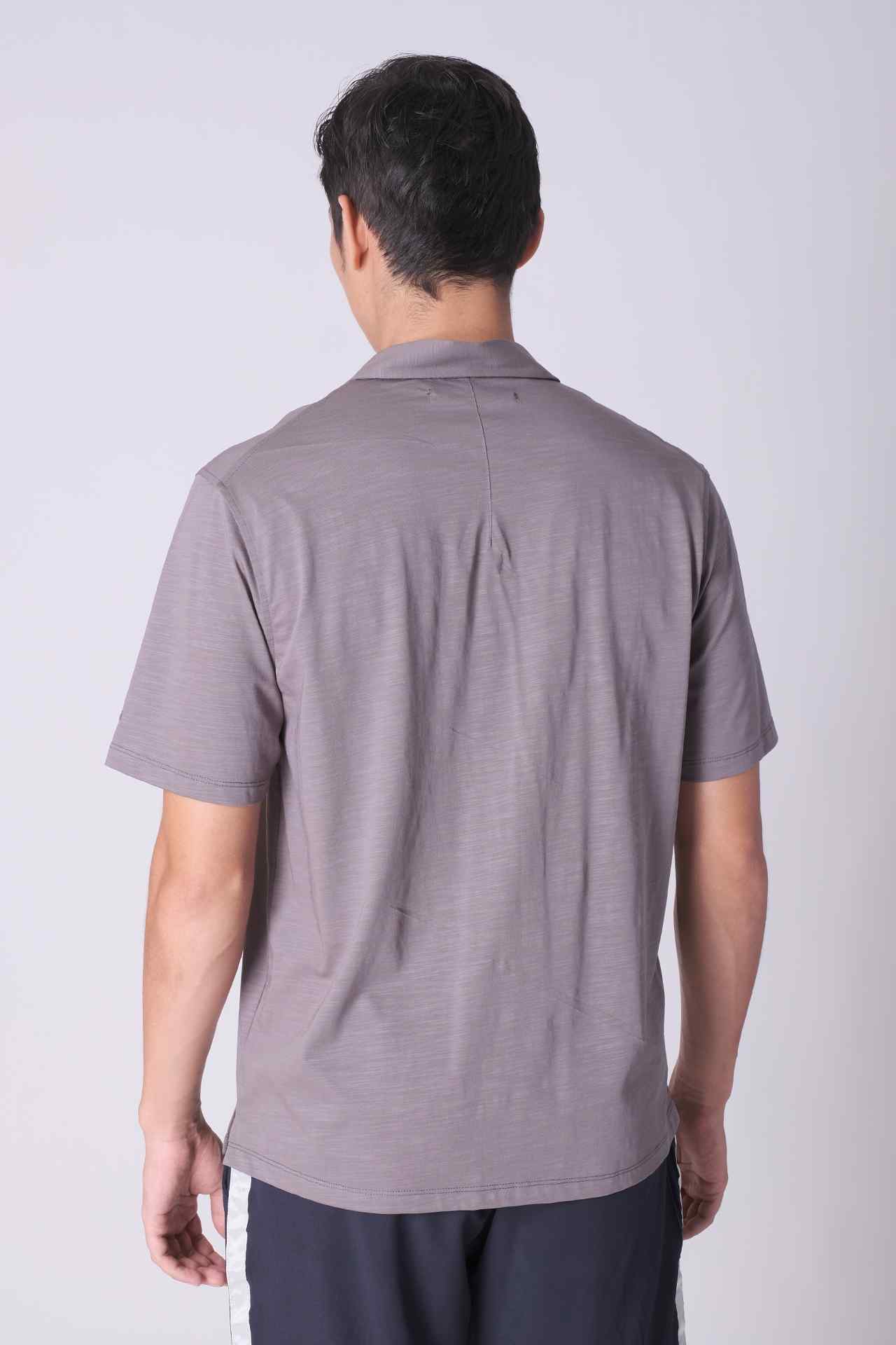 SPW0010 - Ultra Soft Mercerised Slub Cotton Button Down Resort Shirt - Mid Grey