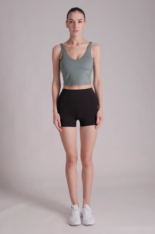 SPWX0005 - Women's V Neck Longline Sports Bra - Agave