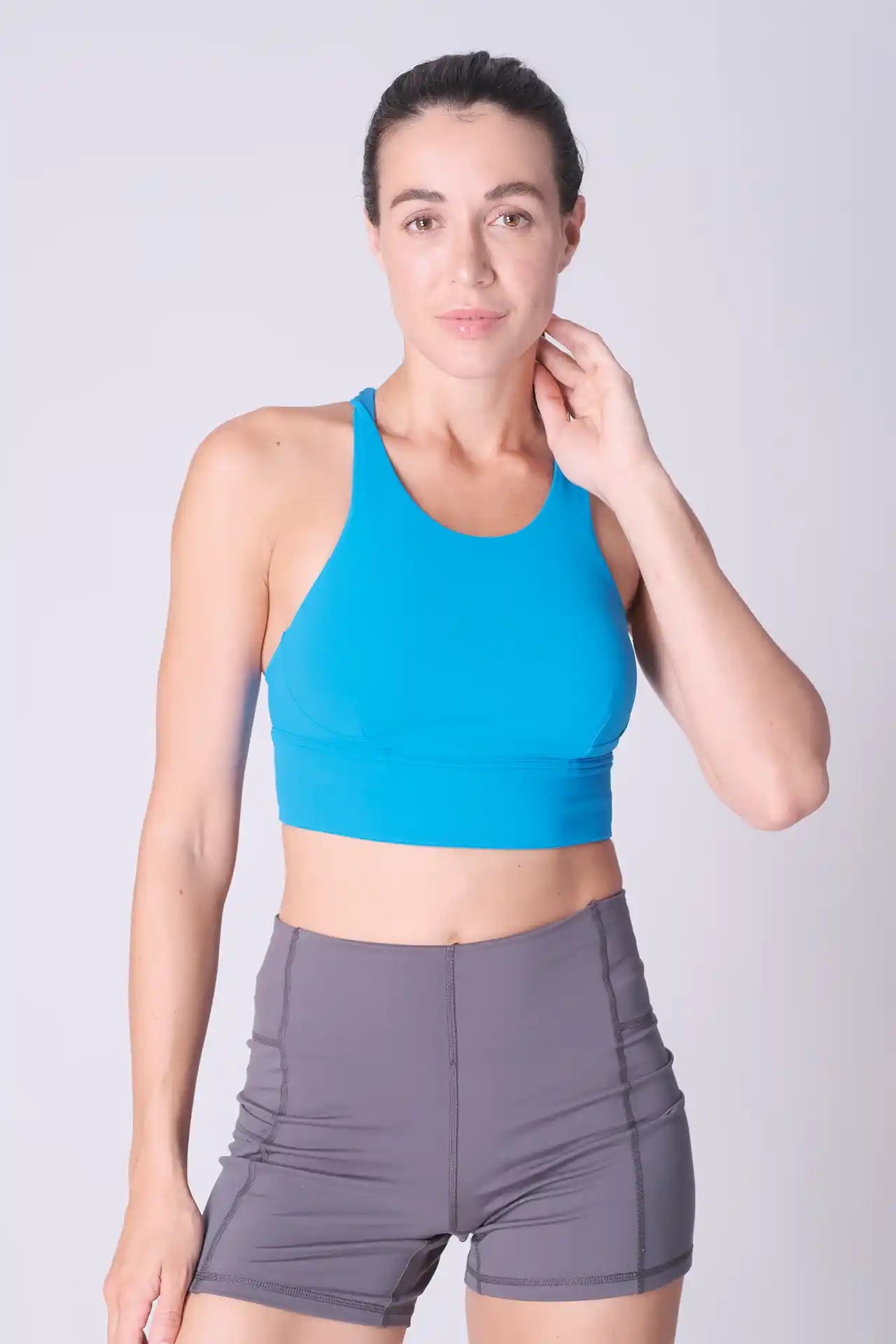 SPWX0023 - Women's Ultra 4-way Stretch Interlock Longline Training Sports Bra - Ocean