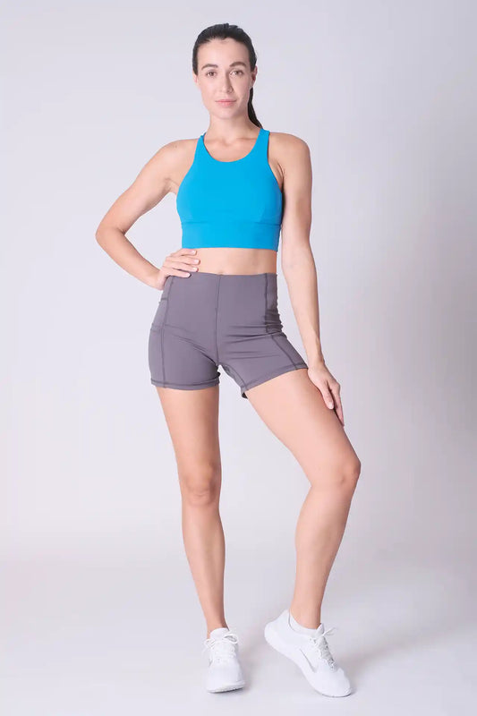 SPWX0023 - Women's Ultra 4-way Stretch Interlock Longline Training Sports Bra - Ocean