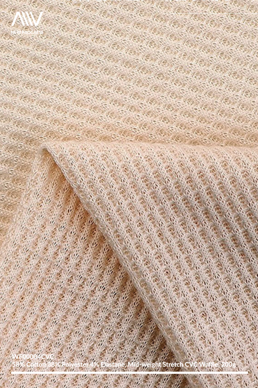 WF00004CVC - MID WEIGHT BREATHABLE STRETCH CVC WAFFLE - 200G