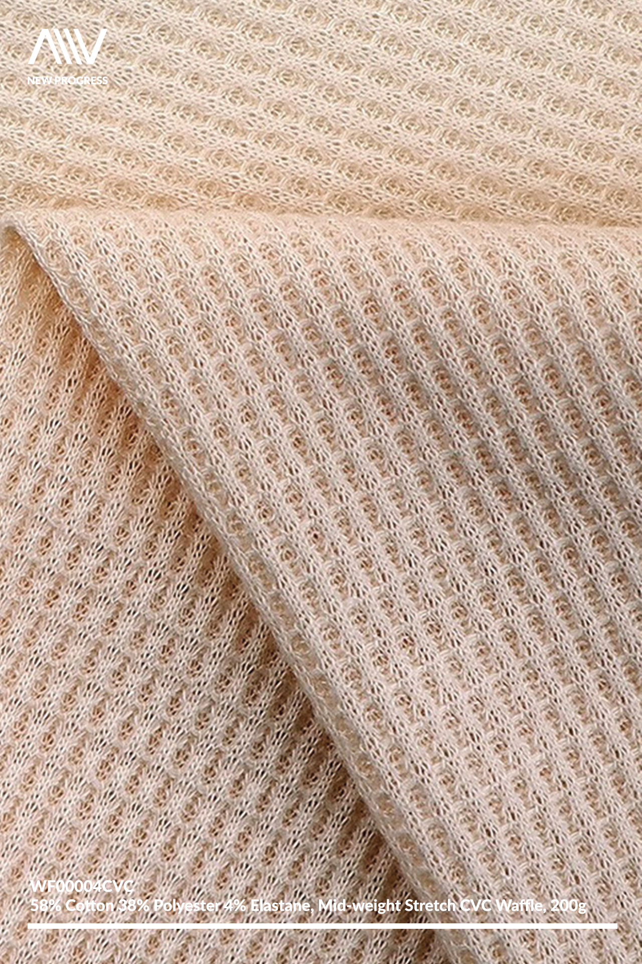 WF00004CVC - MID WEIGHT BREATHABLE STRETCH CVC WAFFLE - 200G