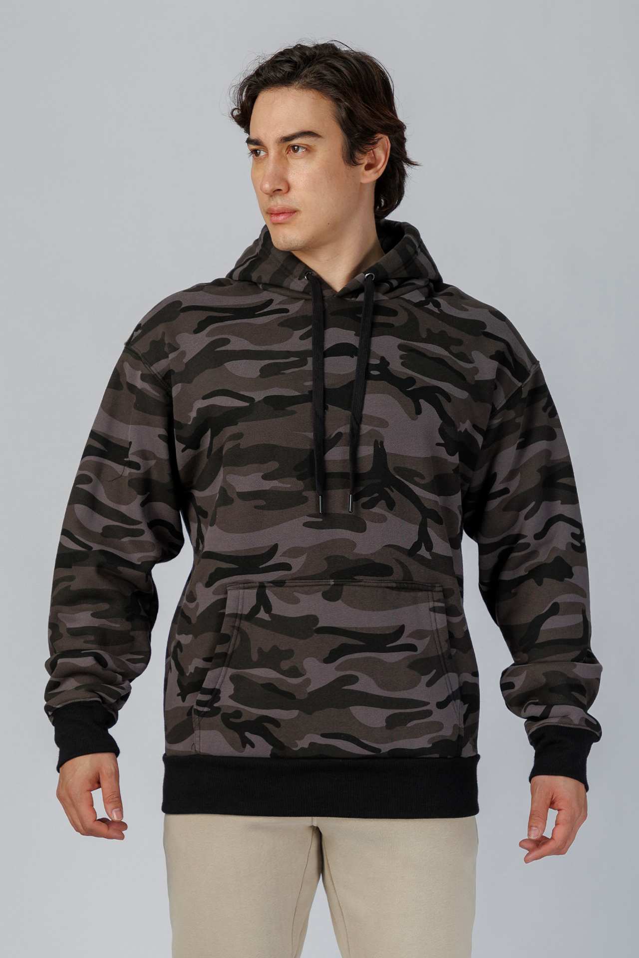 SPN0308 - Ultra Soft Mid-weight Thermal Cotton Blend Polar Fleece Hoodie - Camo