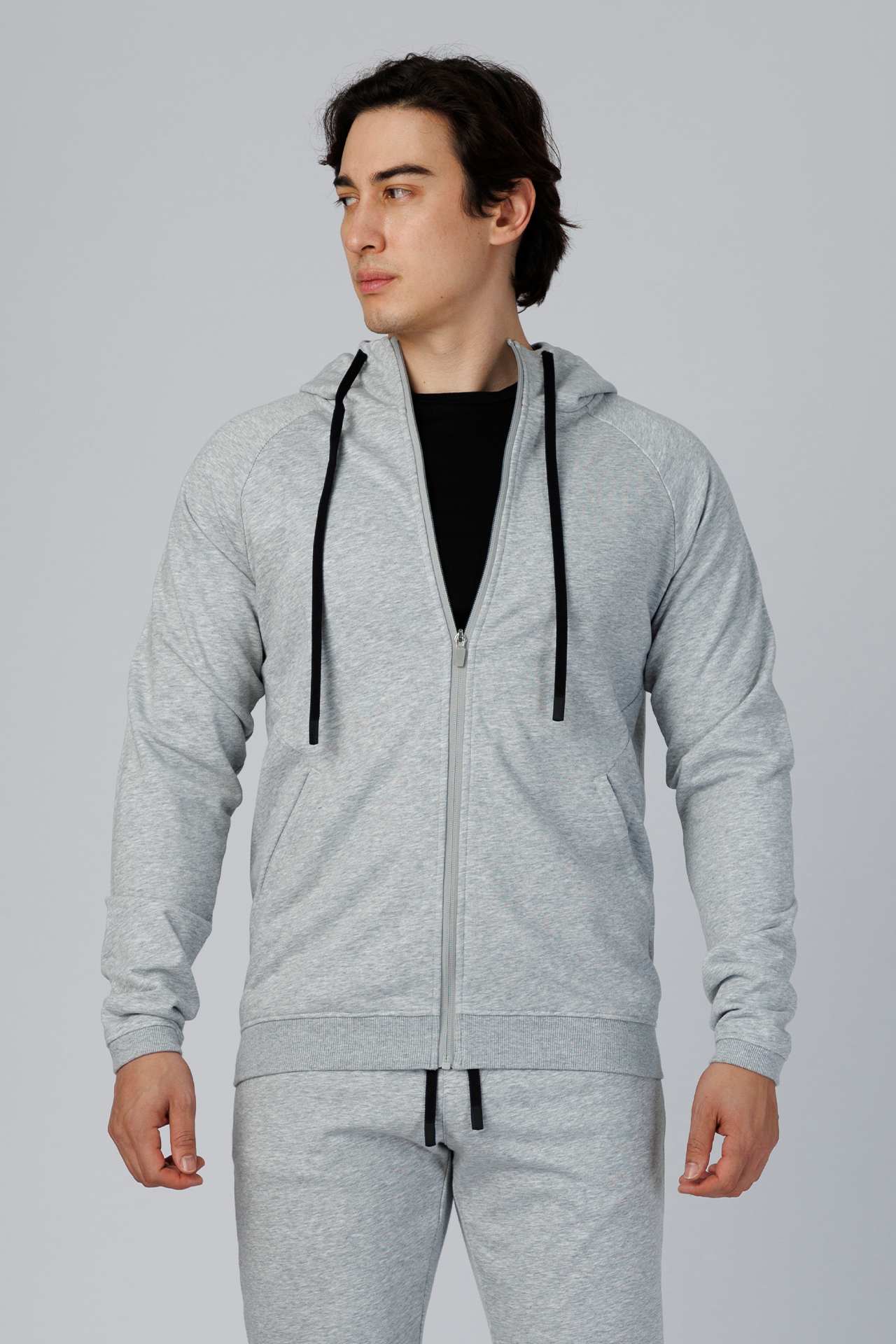 SPO0240 - Ultra Soft Stretch Interlock Full Zip Jacket - Heather Grey