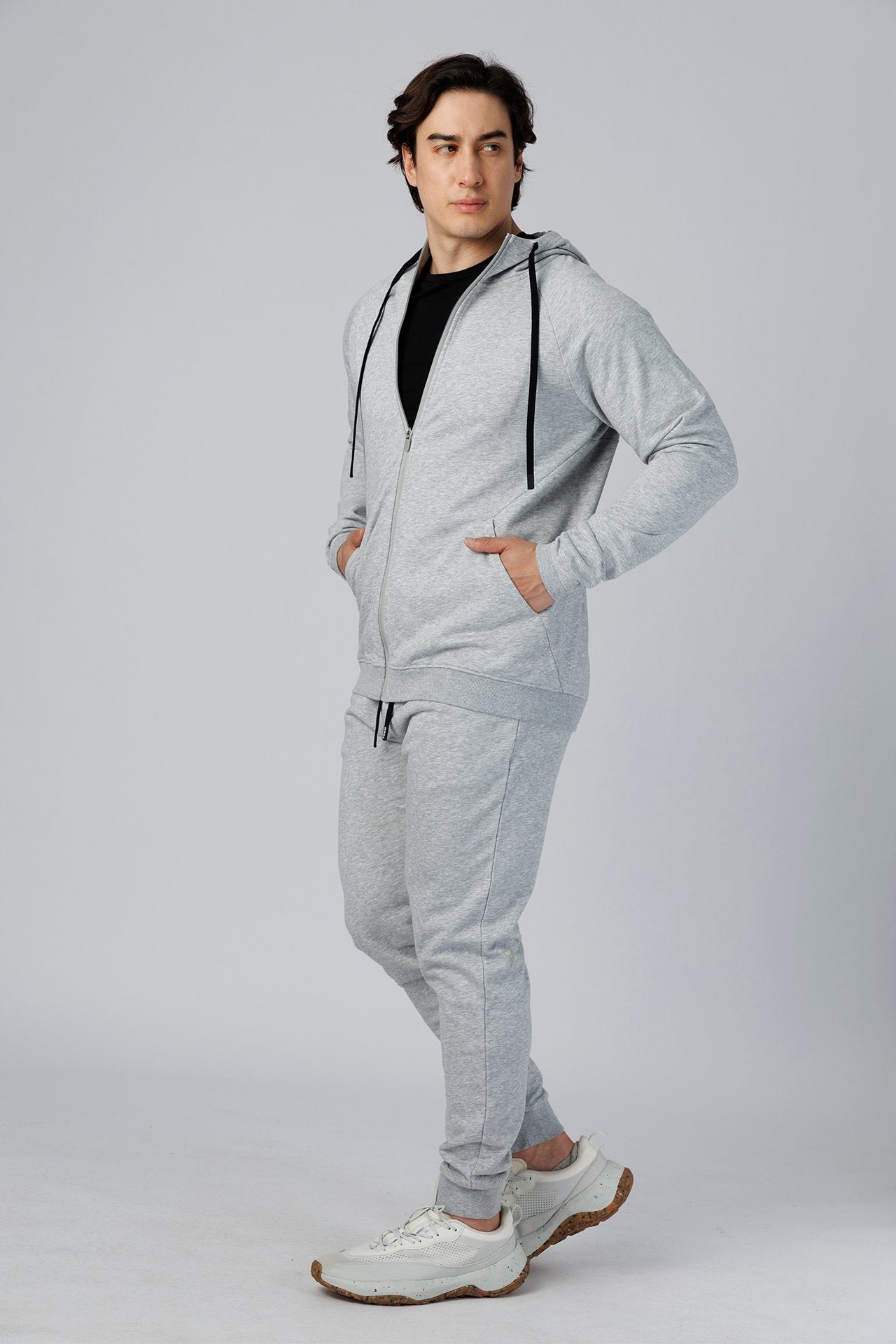 SPO0240 - Ultra Soft Stretch Interlock Full Zip Jacket - Heather Grey