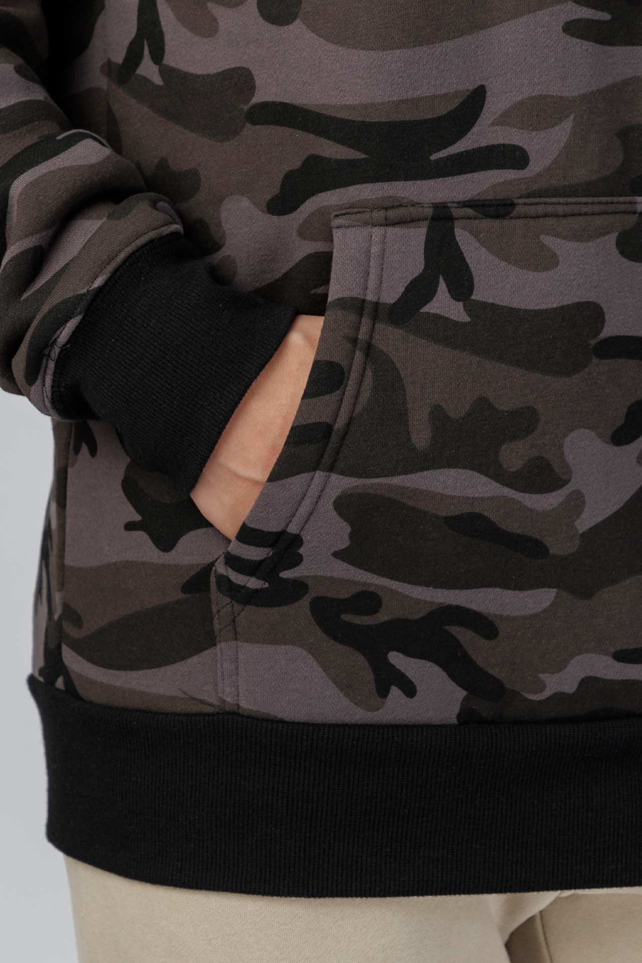 SPN0308 - Ultra Soft Mid-weight Thermal Cotton Blend Polar Fleece Hoodie - Camo