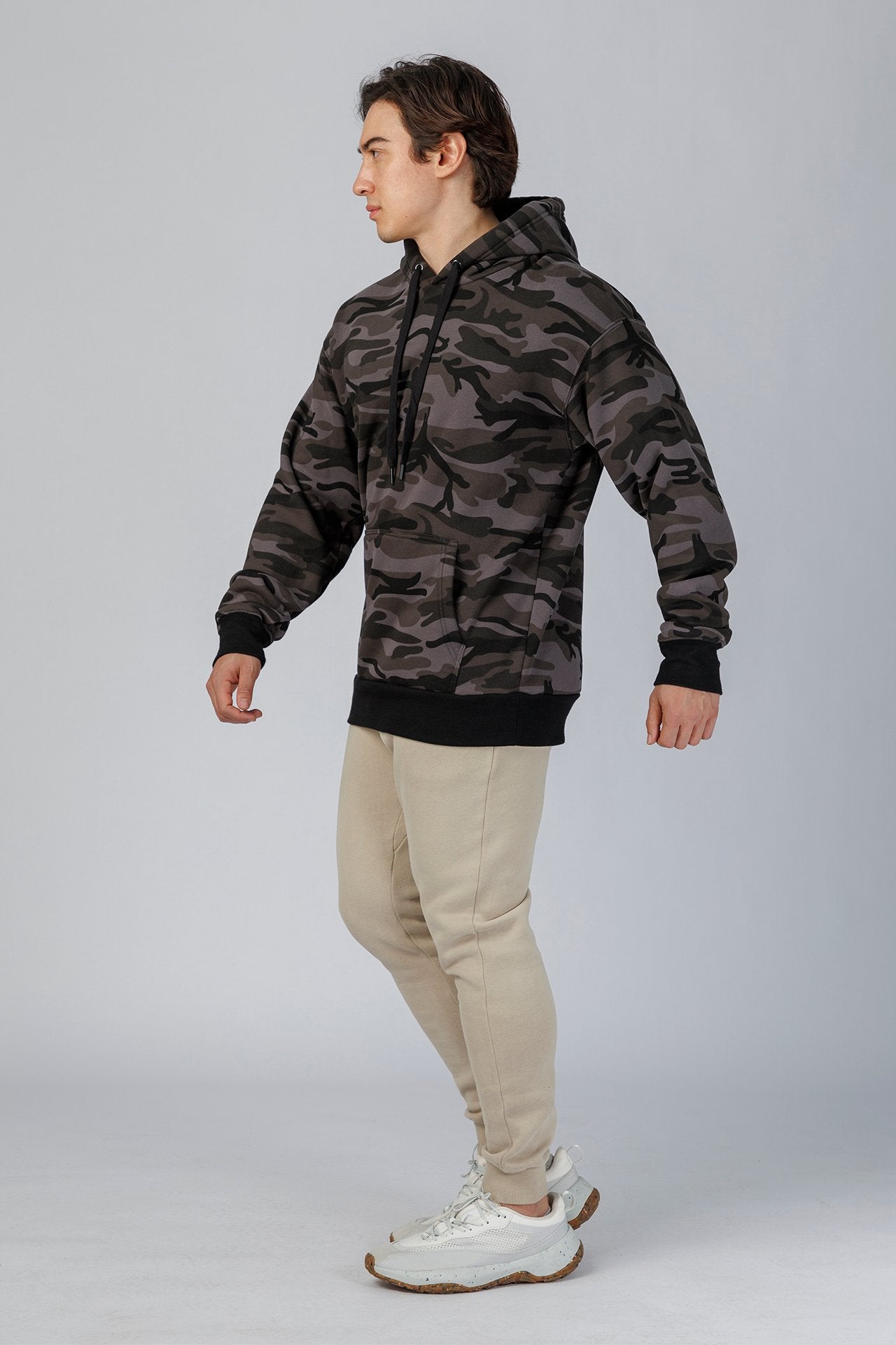 SPN0308 - Ultra Soft Mid-weight Thermal Cotton Blend Polar Fleece Hoodie - Camo