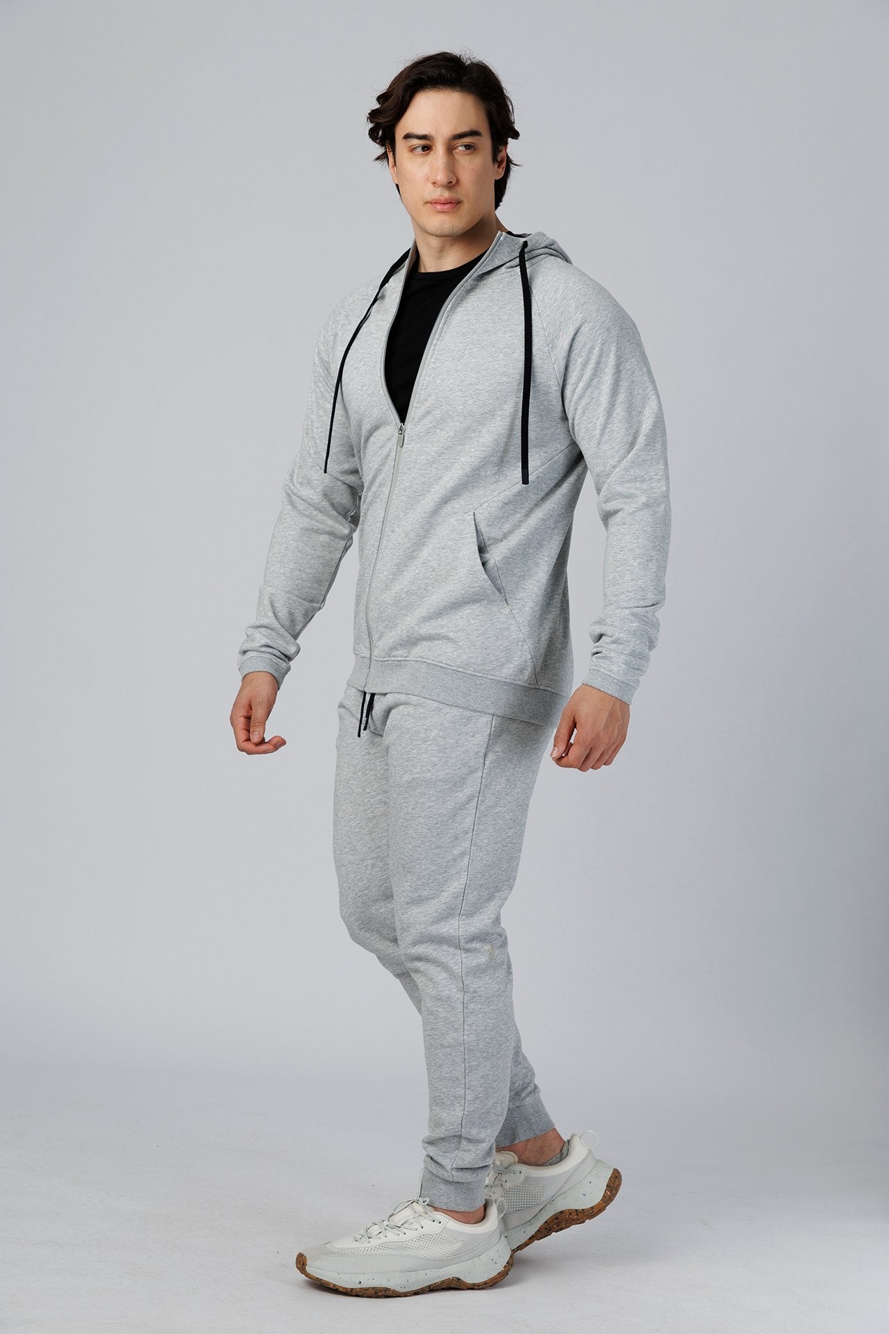SPO0240 - Ultra Soft Stretch Interlock Full Zip Jacket - Heather Grey