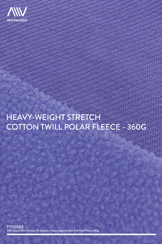 FFS0003 - HEAVY-WEIGHT STRETCH COTTON TWILL POLAR FLEECE - 360G