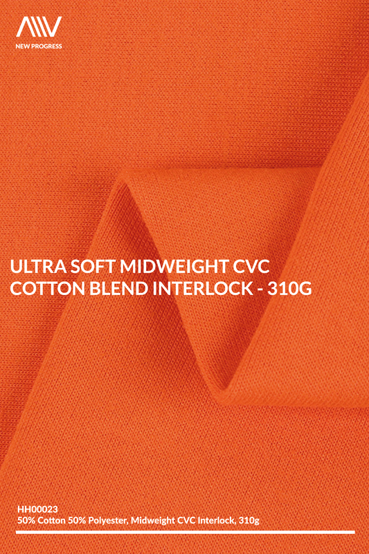 HH00023 - ULTRA SOFT MIDWEIGHT CVC COTTON BLEND INTERLOCK - 310G
