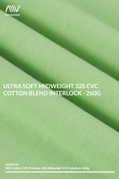 HH00024 - ULTRA SOFT MIDWEIGHT 32S CVC COTTON BLEND INTERLOCK - 260G