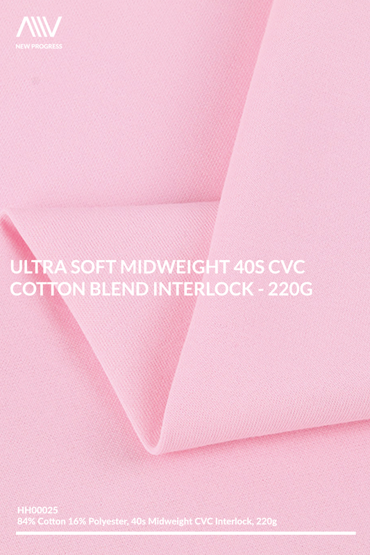 HH00025 - ULTRA SOFT MIDWEIGHT 40S CVC COTTON BLEND INTERLOCK - 220G